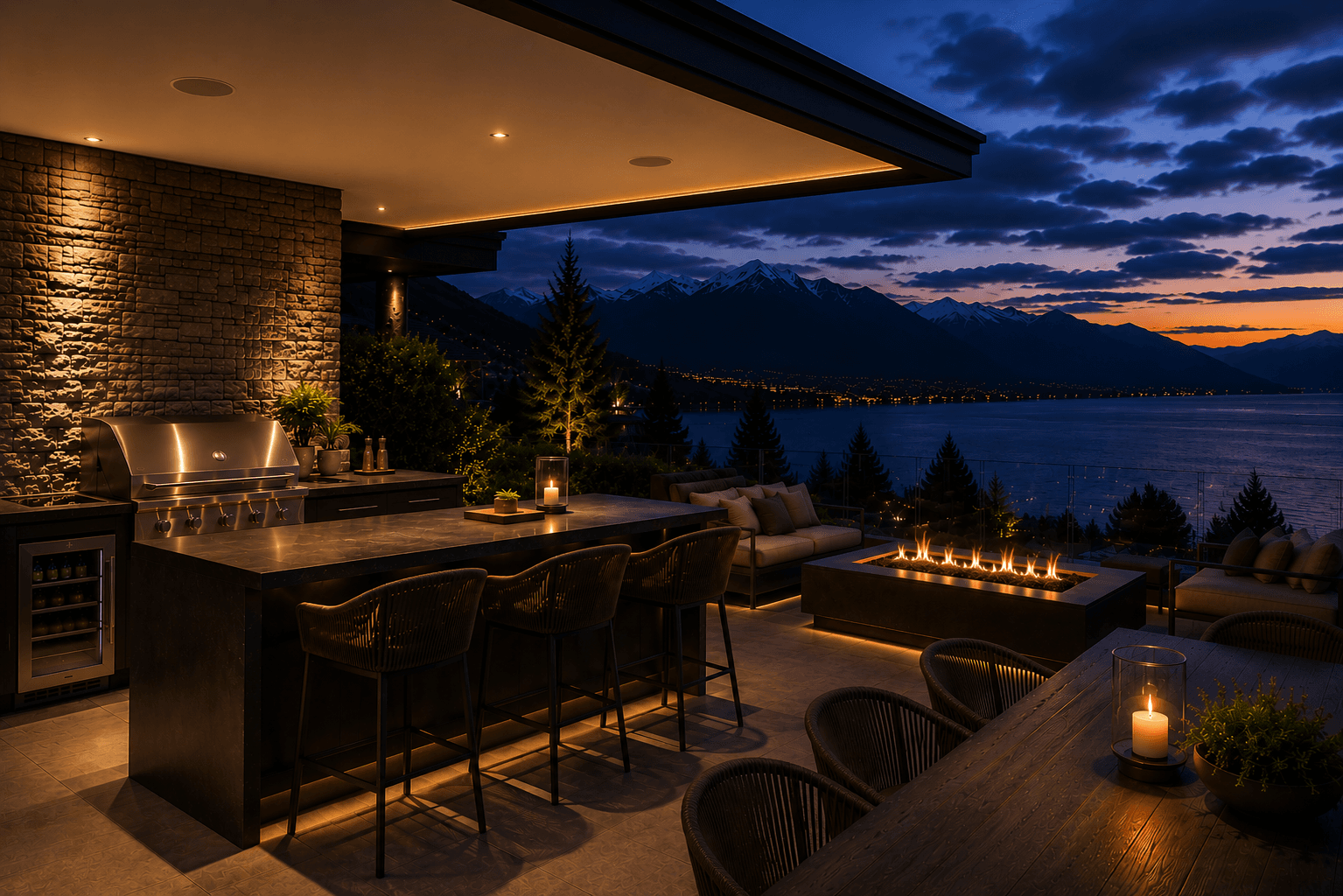 Lakeside Residence exterior with discreet perimeter cameras